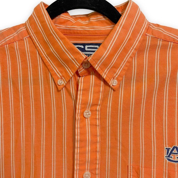 University Of Auburn Long Sleeve Button Down Shirt Crable Sportswear Orange Sz L - Picture 3 of 9